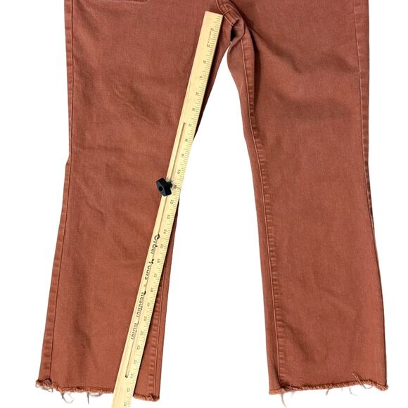 Frye and Co Harper Mid Rise Crop Flare Burnt Orange Button Fly Jeans size 10 - Picture 6 of 11